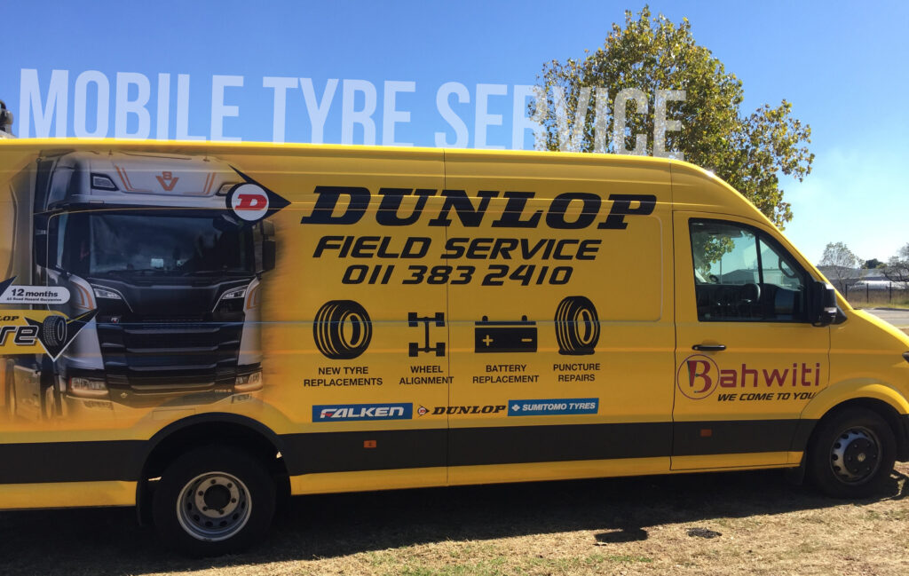 Yellow Dunlop Mobile Fitting Services